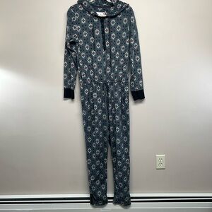 Kensie One Piece Microfleece Hooded Onesie Lounge Pajamas M
